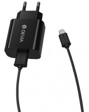 Зарядно устройство Devia - 4755, кабел Micro USB, черно